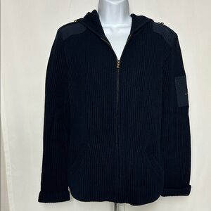 Ralph Lauren Women’s Medium Navy Full Zip Cotton Hooded  Cardigan Top Jacket